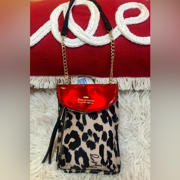 Vintage Juicy Couture Small Crossbody Date Night Party Bag Leopard & Red Patent - Picture 17 of 17